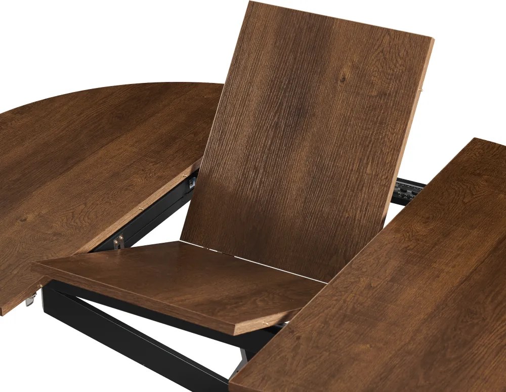 Kihúzható étkezőasztal, sötét tölgy/fekete, 100x100-140x75 cm, ABERO TYP 1