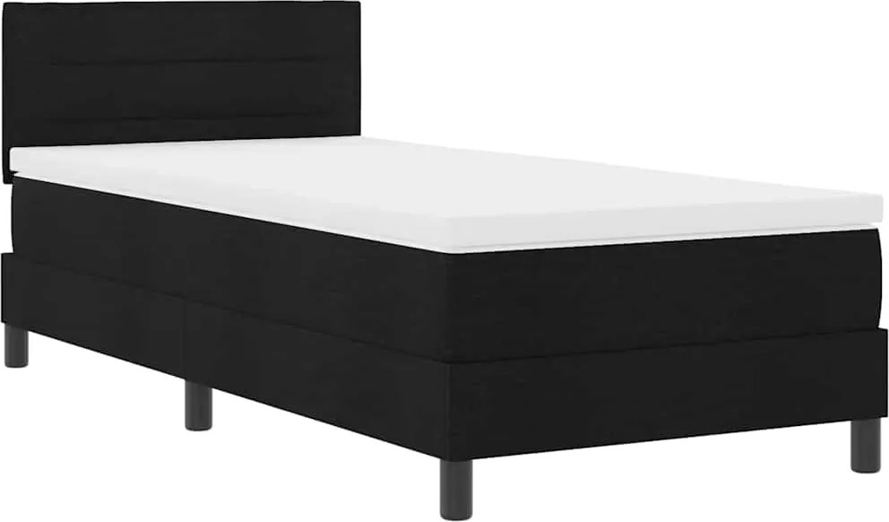 vidaXL Boxrugós ágy matracmal leddel Fekete 80 x 200 cm szövet