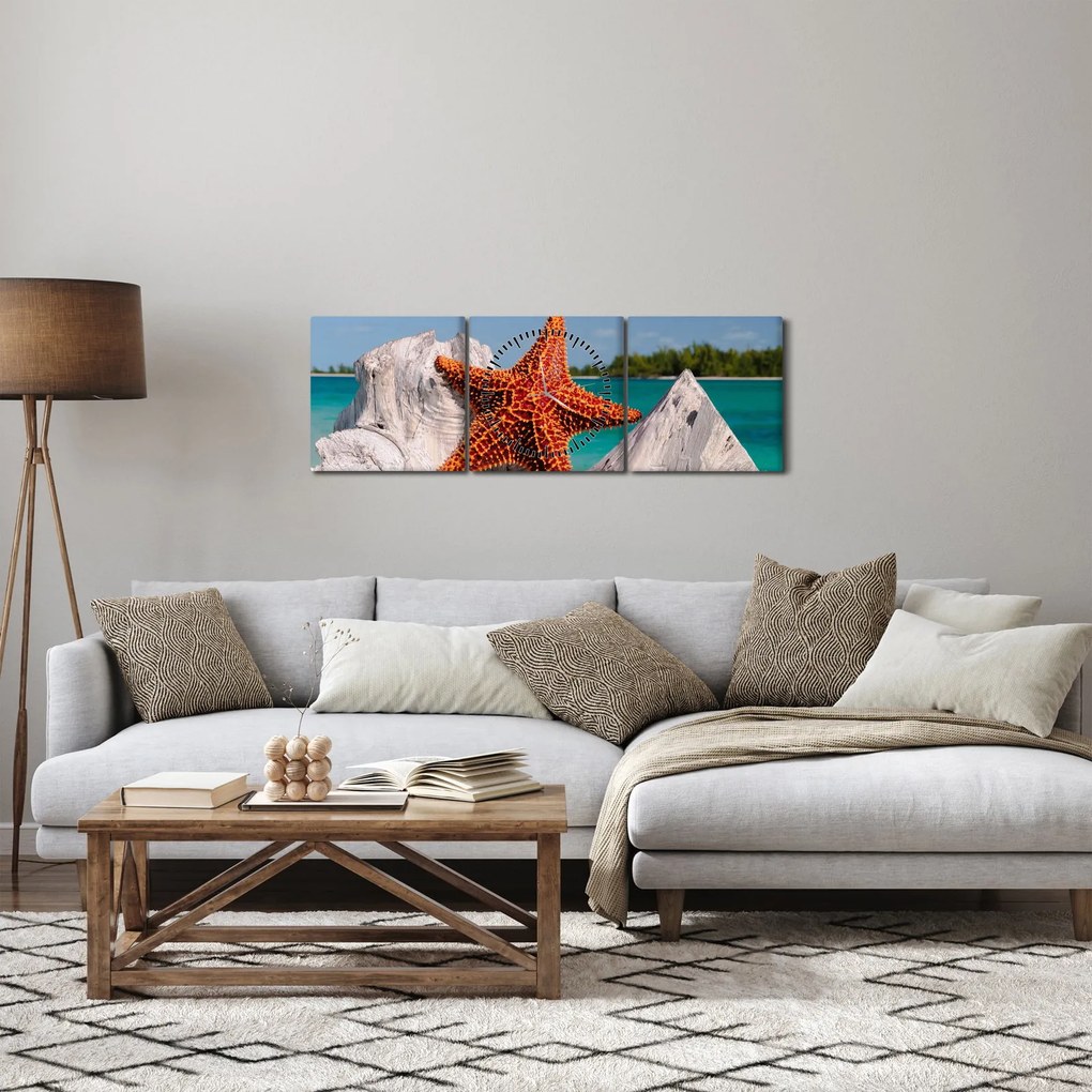 Egy tengeri csillag képe (órával) (90x30 cm)