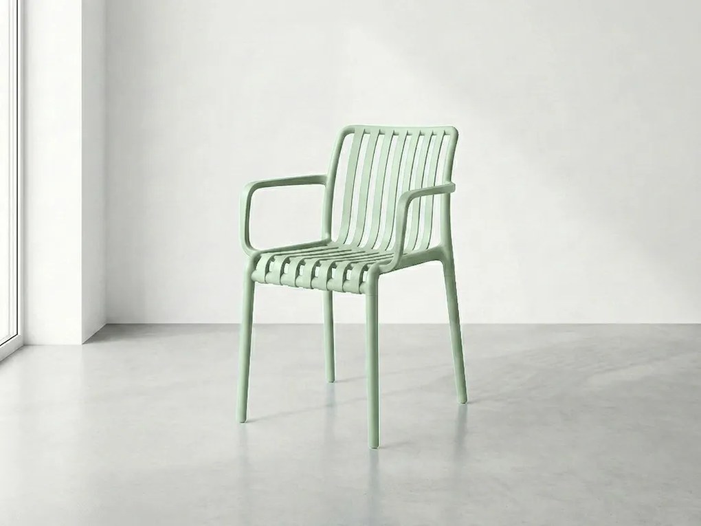 Műanyag szék TREGO karfákkal, zöld