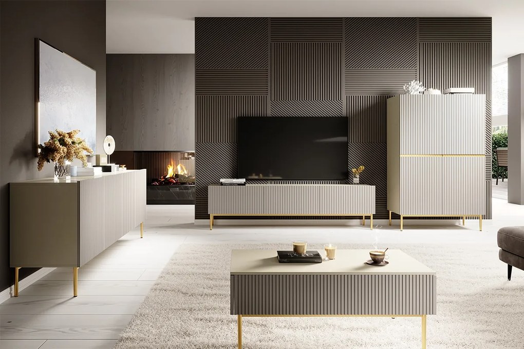 Nicole magas komód 100 cm – kasmír / arany lábak