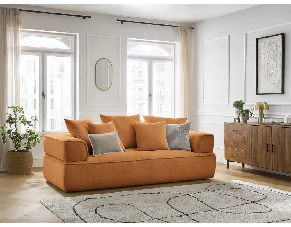 Mustársárga zsenília kanapé 237 cm Whesley – Bobochic Paris