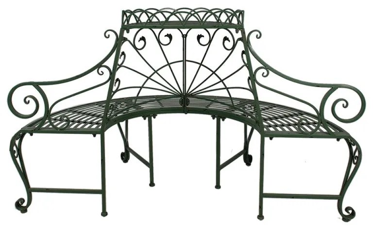 Félkör alakú antikolt zöld kerti pad