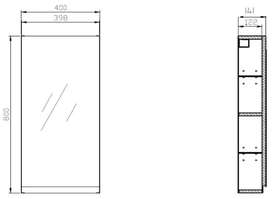 Cersanit S590-030 - MODUO fürdőszobai tükörszekrény 80x40 cm