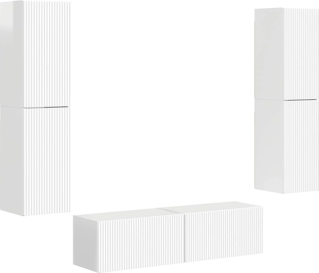 vidaXL TV szekrény garnitúra 6 pcs Magas Fényű Fehér Faanyag