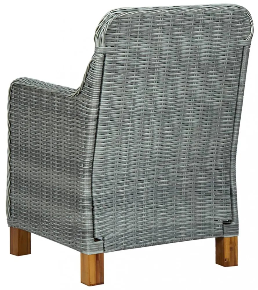 vidaXL 9 részes világosszürke polyrattan kültéri étkezőszett párnákkal