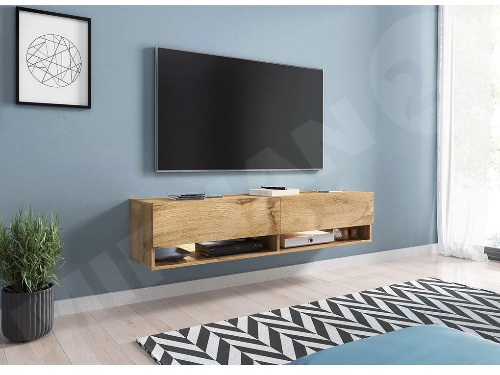 TV szekrény Aldesia -140 (wotan tölgy) (RGB LED világítás színes). 1058415