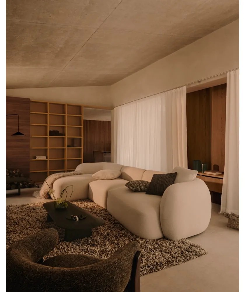 Krémszínű zsenília sarokkanapé (bal oldali-heverő résszel) Martina – Kave Home