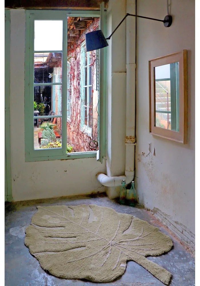 Khaki mosható kézi szövésű pamut gyerek szőnyeg 120x180 cm Monstera Olive – Lorena Canals