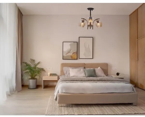 Csillár rúdon MERRA 3xE27/40W/230V fekete/bézs