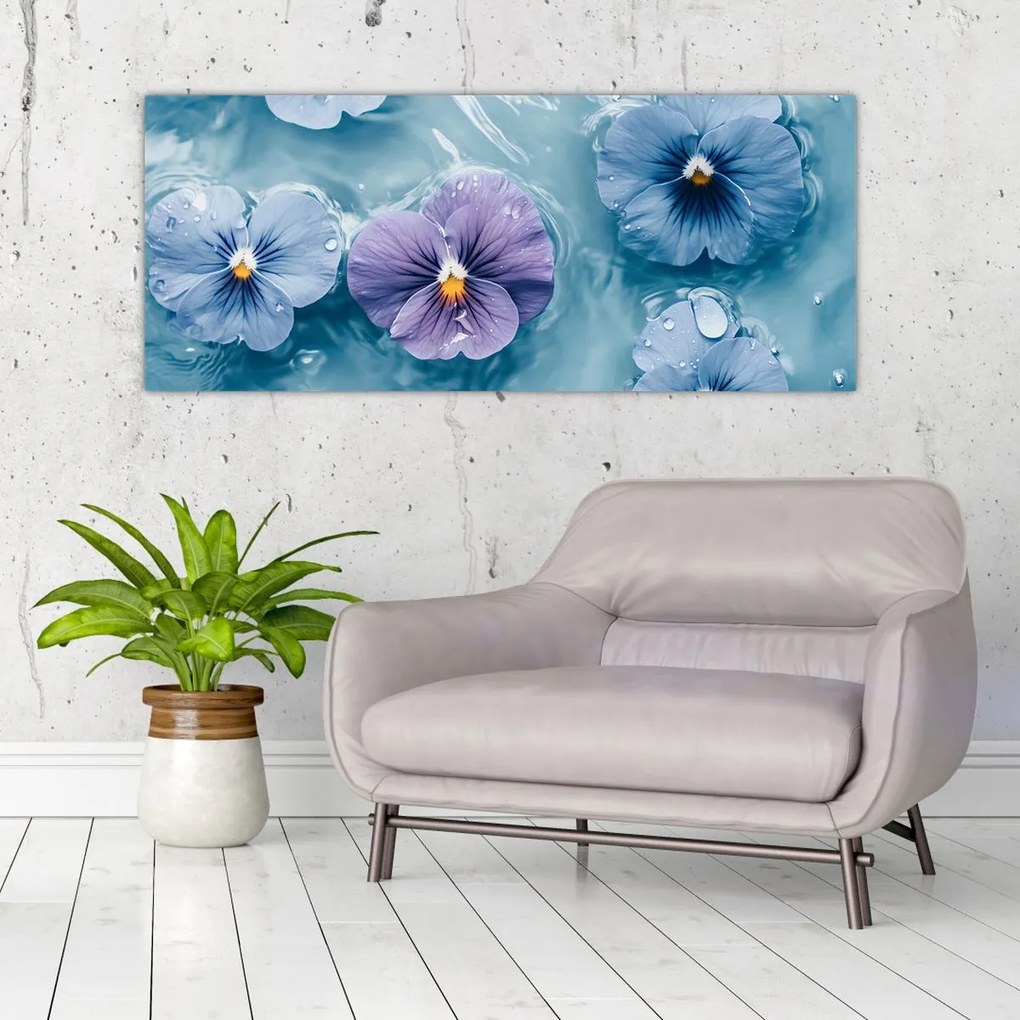 Kép - Ibolyák a vízben (120x50 cm)