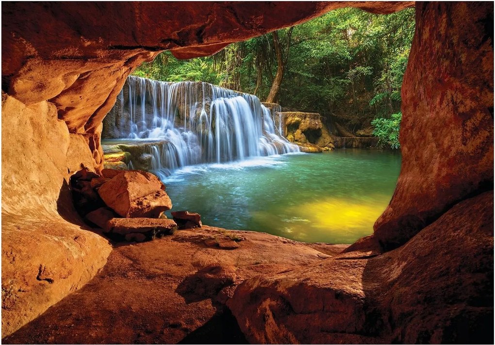 3D fotótapéta Vízesés Kanyon Erdő Fák 254x184