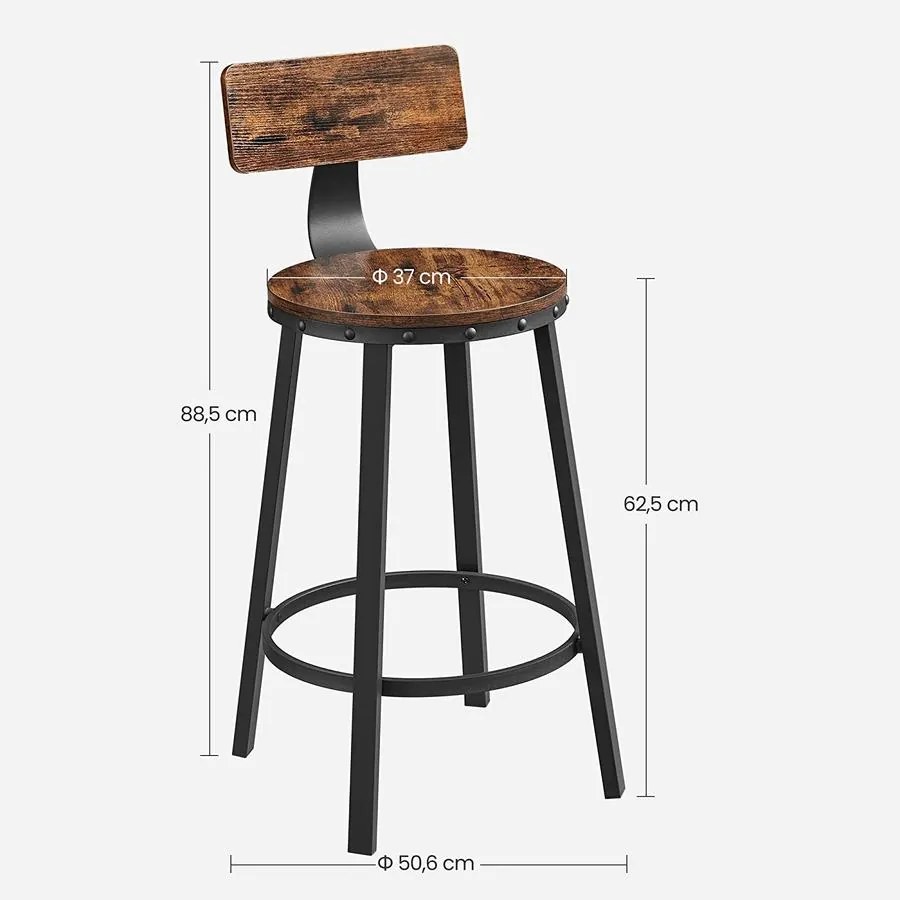 Bárszék 2db-os készlet, fémvázzal, ülésmagasság 62,5 cm