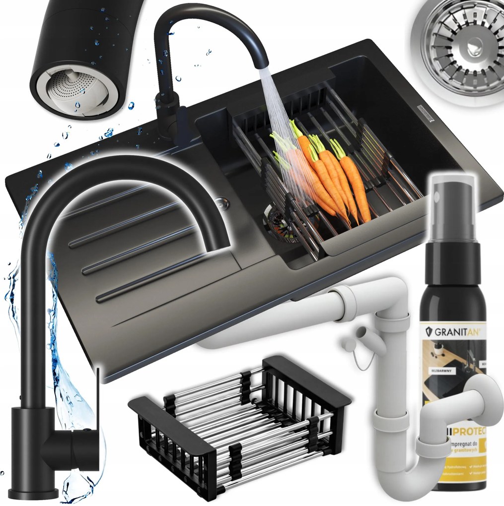 Egymedencés mosogató csepegtetővel Konyhai mosogató Trix Szifon Ajándék