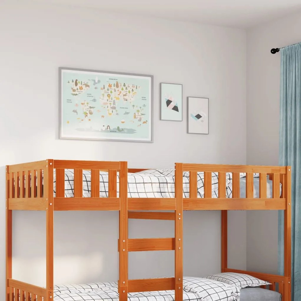 viaszbarna tömör fenyőfa gyerekágy matrac nélkül 75 x 190 cm