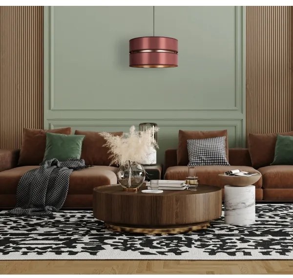 Duolla - Csillár zsinóron DUO 1xE27/15W/230V átm. 40 cm Burgundi/arany