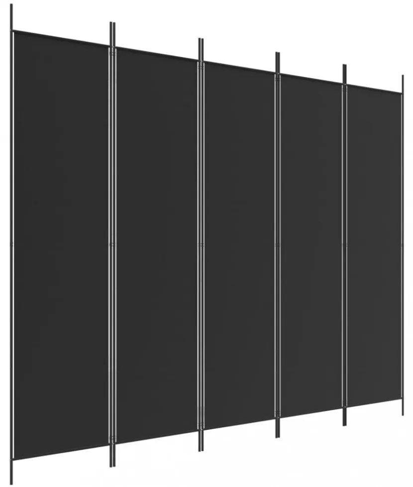 5 paneles fekete szövet térelválasztó 250x200 cm