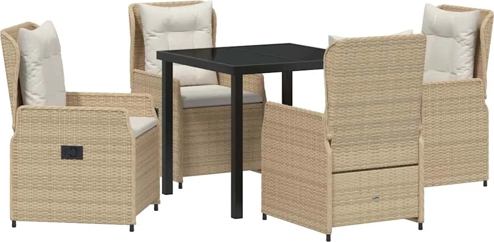 vidaXL Kert étkező szett 5 pcs Beige és Világosszürke polirattan