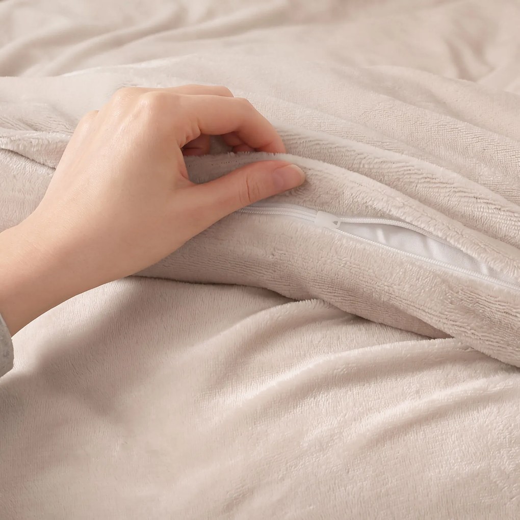 Goldea mikroplüss ágyneműhuzat deluxe - szürkésbézs 220 x 200 és 2db 70 x 90 cm