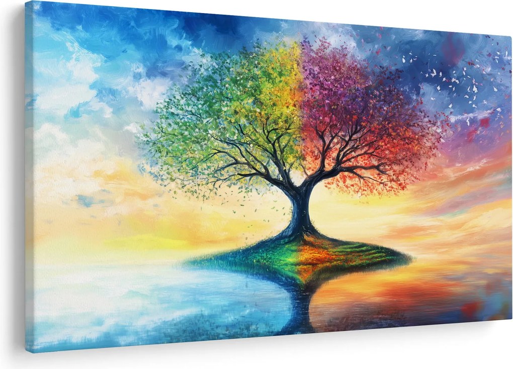 Kép – Évszakok festett fája (90x60 cm)