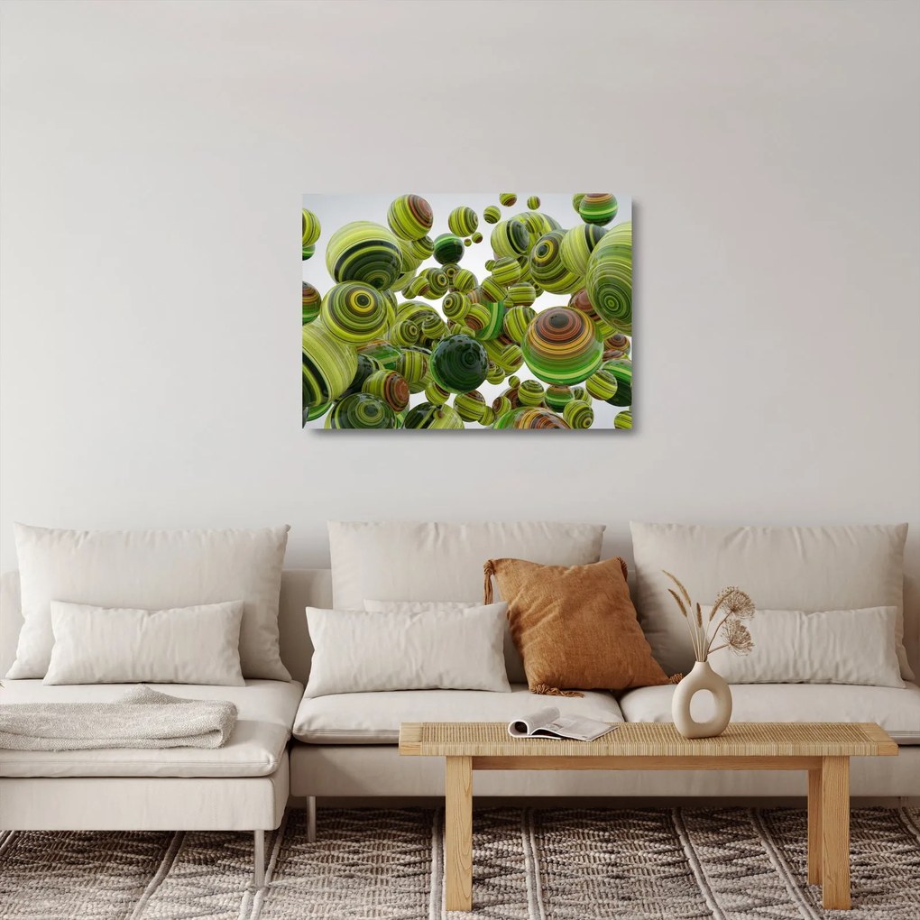Csíkos gömbök képe (üvegen) (70x50 cm)