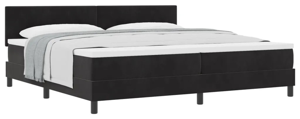 Boxspring Ágy Matrac 200x200 cm Fekete Bársony