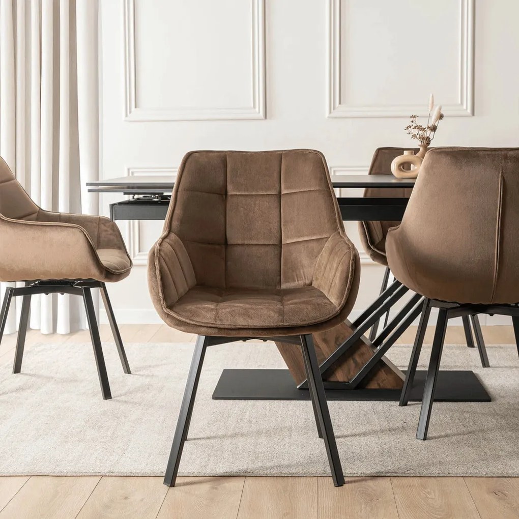 Forgószék barna bársony kárpittal – LUNA