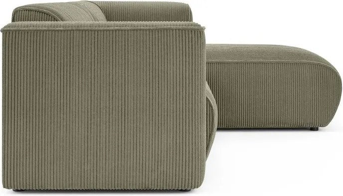 Zöld kordbársony sarokkanapé (jobb oldali-heverő résszel) Merid – Ropez