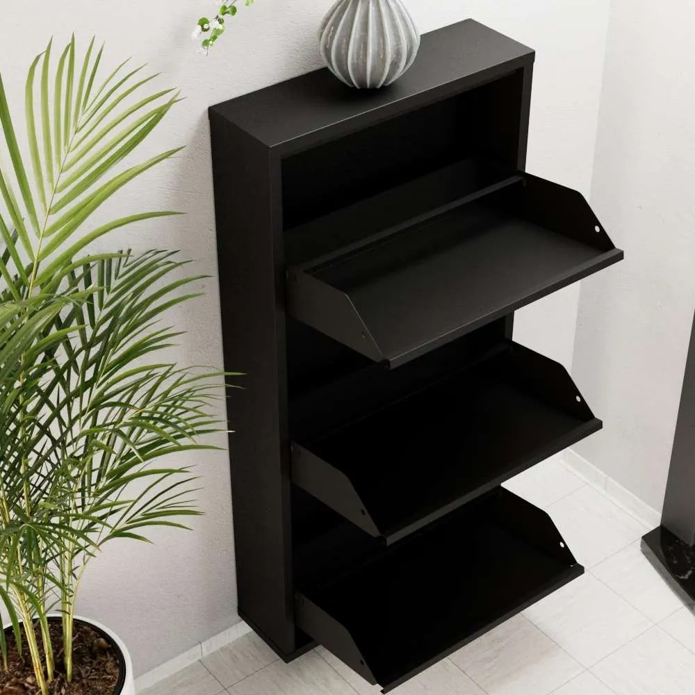 Cipősszekrény, fekete, 50 cm – TR159ORN1103