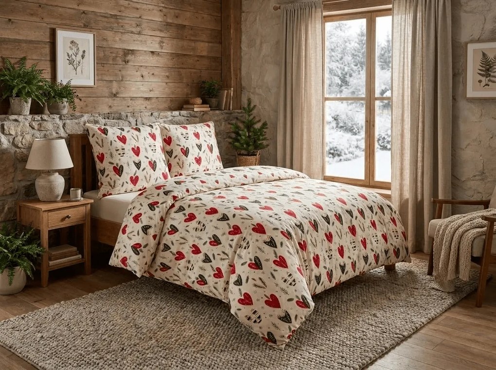 Mikroplüss ágyneműhuzat WINTER HEARTS színes Ágyneműhuzat mérete: 70 x 90 cm | 140 x 220 cm