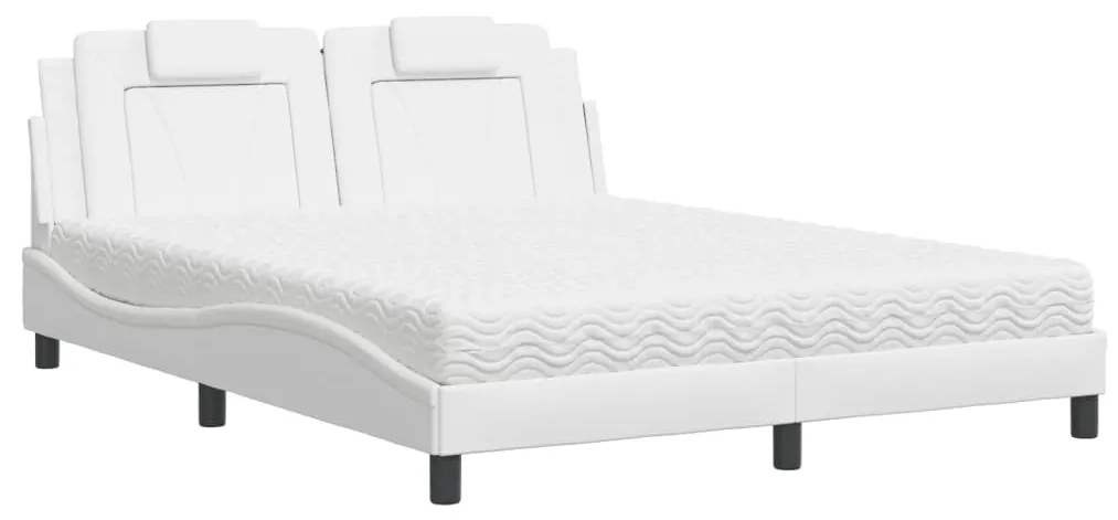 fehér műbőr ágy Viana matraccal 160 x 200 cm