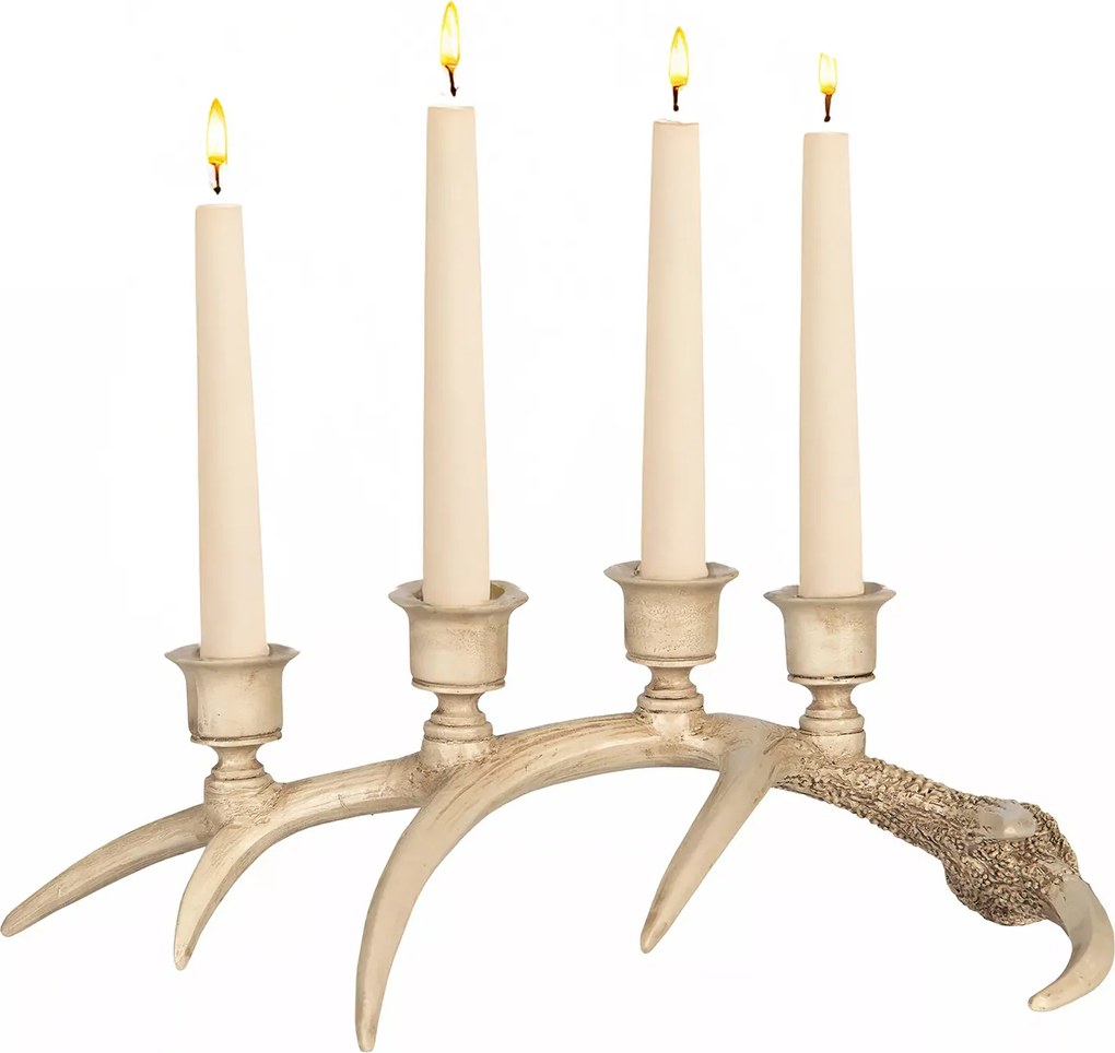 Karácsonyi Gyertyatartó Kandeláber Bézs rénszarvas szarv karácsonyi ajándék 38cm