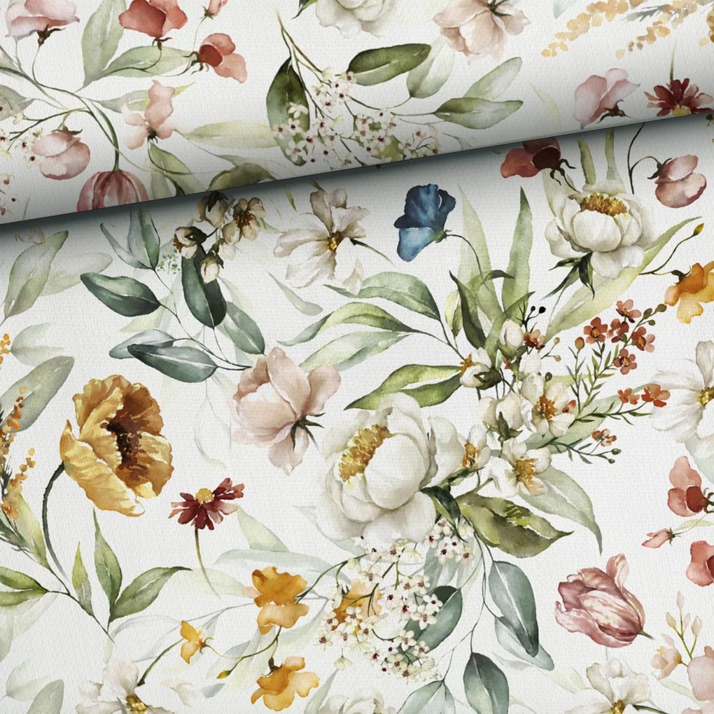 Függöny anyaga Elegáns fehér csokrok