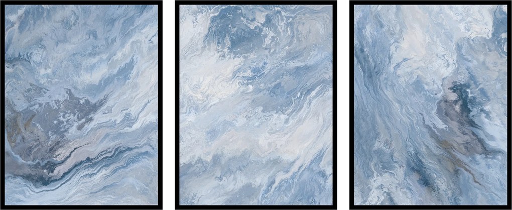 Poszterek kék absztrakt 3db 15x21cm kék akvarell festékek