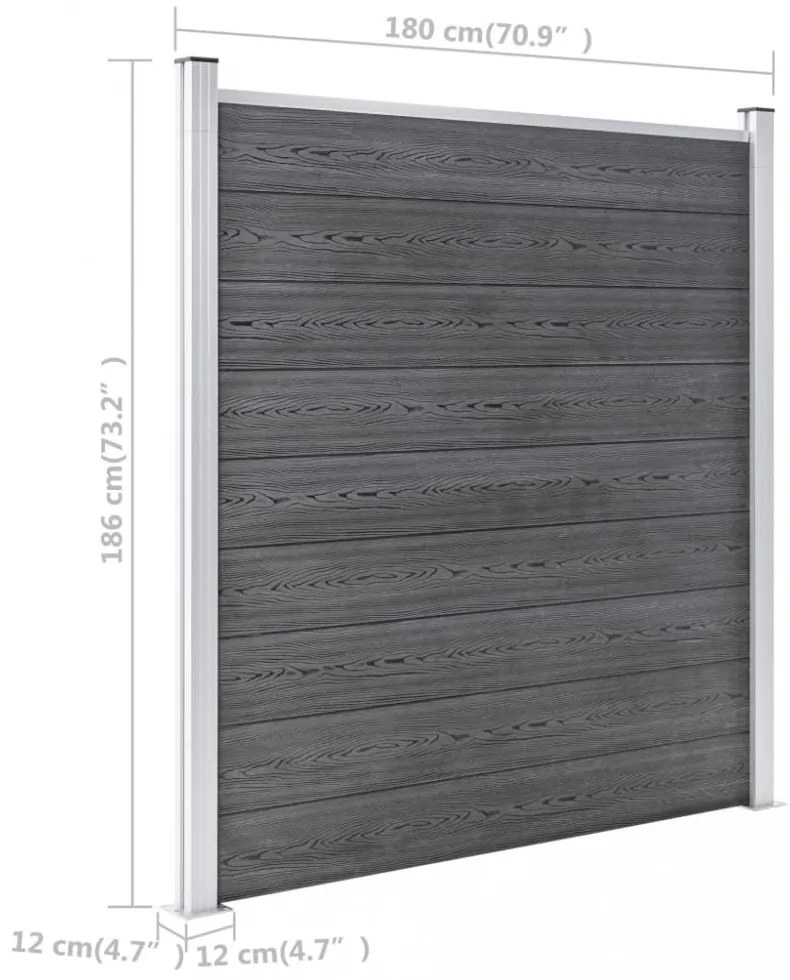 vidaXL szürke WPC kerítéspanel 526 x 186 cm