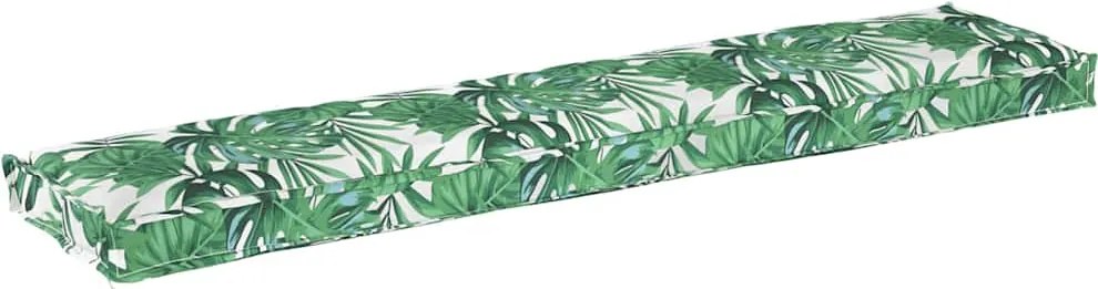 vidaXL Raklap Párna Zöld Levél Minta 180 x 40 x 8 cm Oxford Szövet