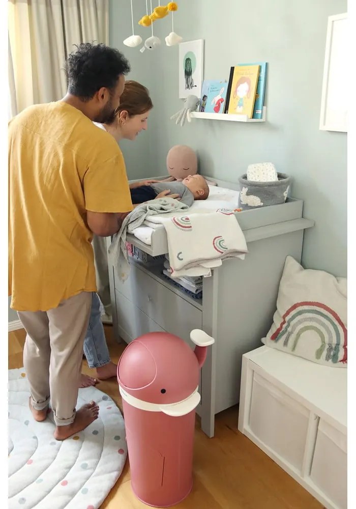 Sötét rózsaszín műanyag szemetes pelenkákhoz 25 l Whale – Kindsgut