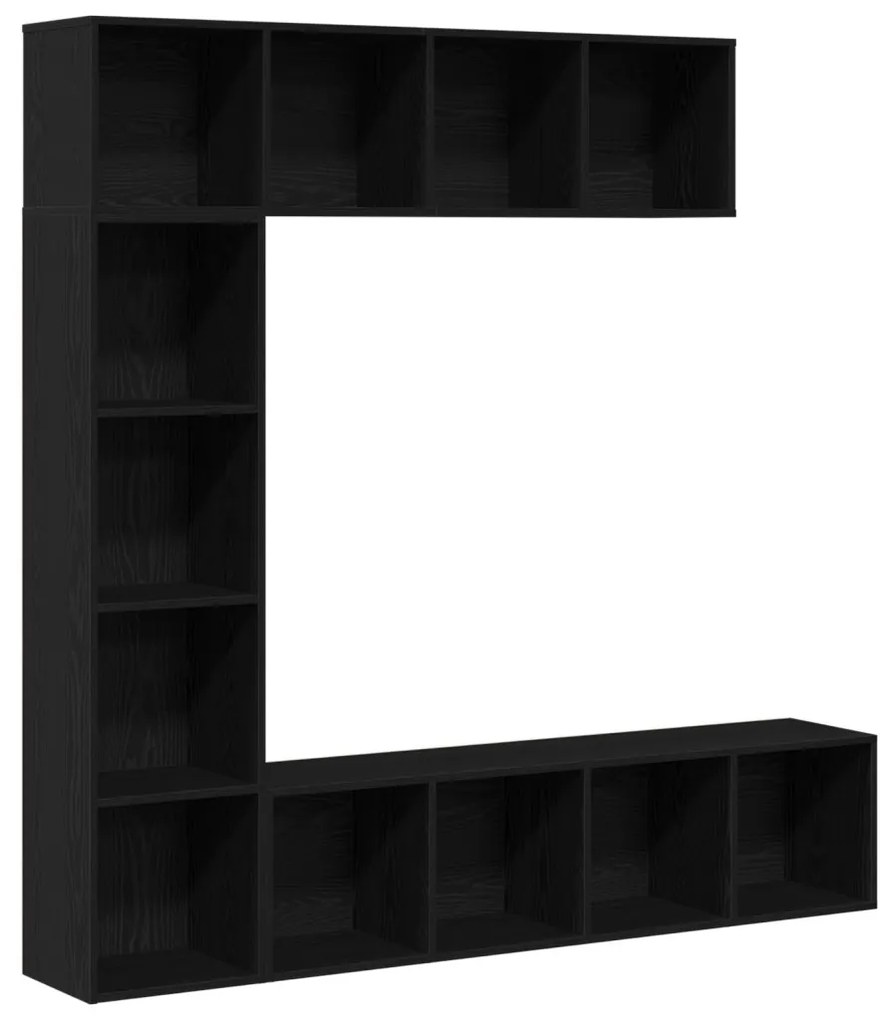 Könyvespolcok 3 db Fekete Tölgy 36x30x143 cm Mérnöki Fa