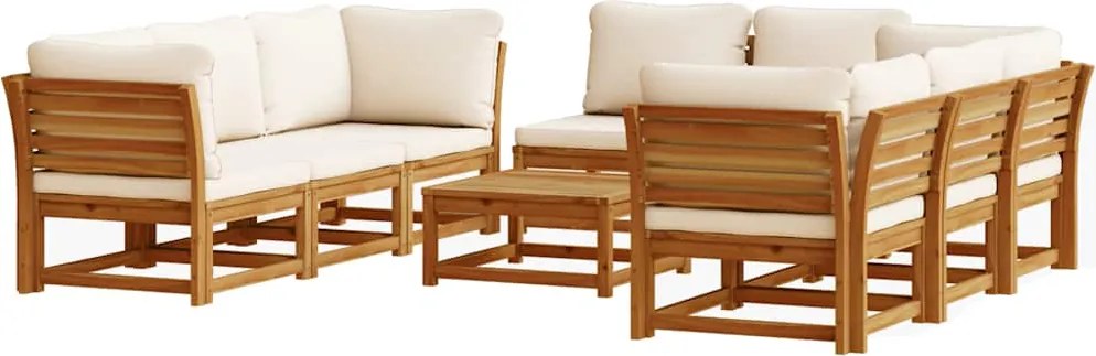 vidaXL 9 részes tömör akácfa kerti ülőgarnitúra párnákkal