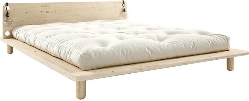 Peek kétszemélyes tömörfa ágy, ágytámlával, lámpával és Comfort matraccal, 180 x 200 cm - Karup Design
