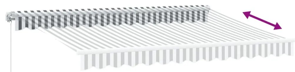antracitszürke-fehér LED-es kézi napellenző 350 x 250 cm