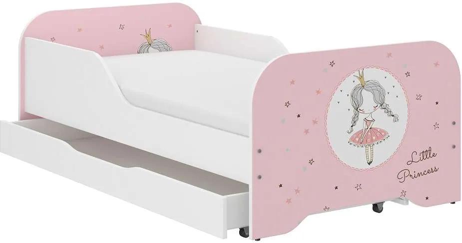 MIKI gyerekágy 160x80cm matraccal és ágyneműtartóval - hercegnő