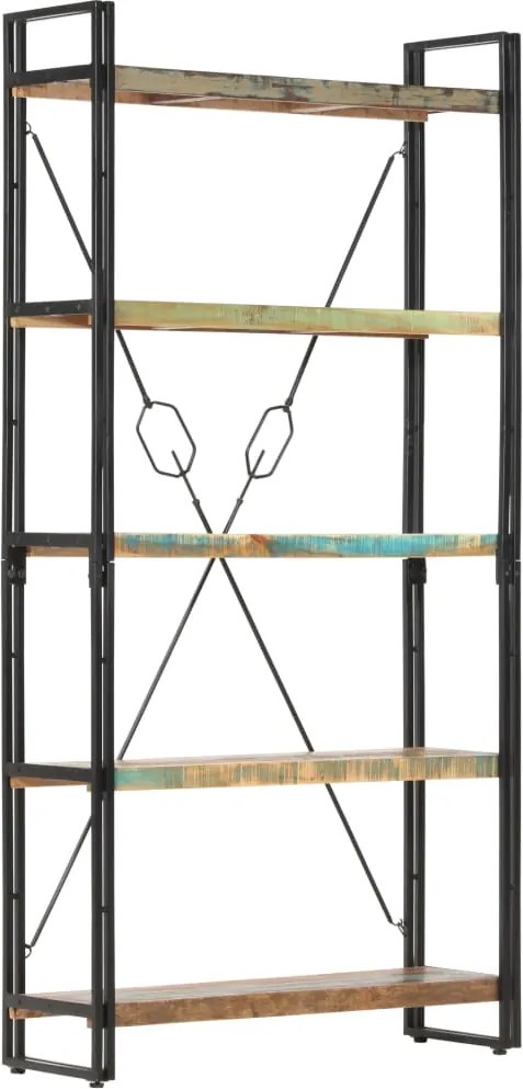 vidaXL 5 szintes tömör újrahasznosított fa könyvespolc 90x30x180 cm