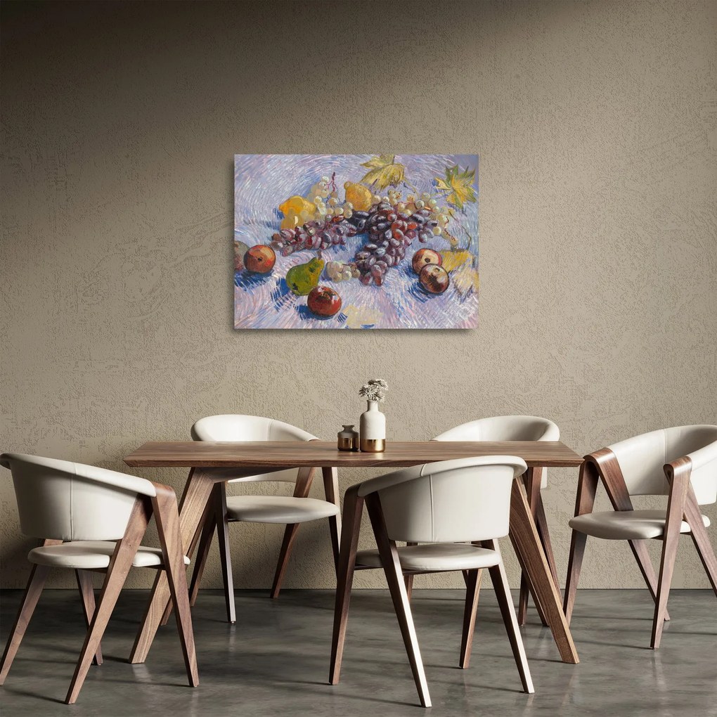 Üveg kép - Vincent van Gogh, Grapes, Lemons, Pears, and Apples, reprodukciók (70x50 cm)