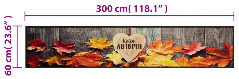 mosható őszi mintás bársony konyhaszőnyeg 60 x 300 cm