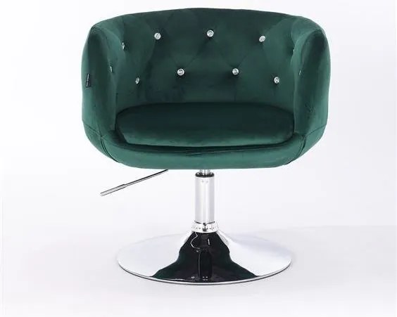HR333N Sötétzöld velur modern szék krómozott lábbal