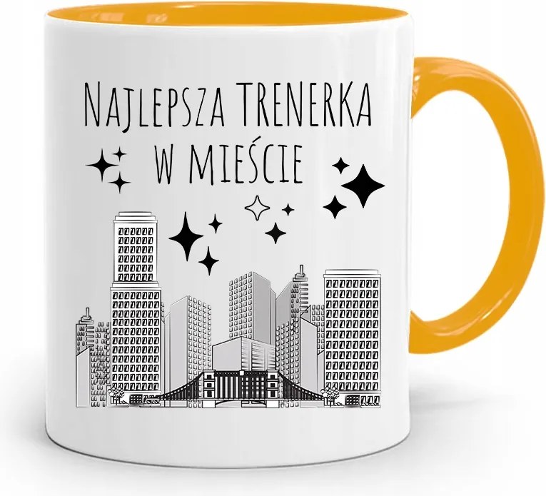 Edzőnőnek Edzőterem Bögre Sárga Ajándék fényképes nyomtatással