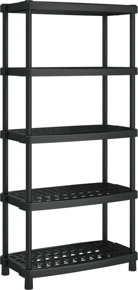 vidaXL fekete polipropilén 5 szintes tárolópolc 93,5 x 45,5 x 194,5 cm