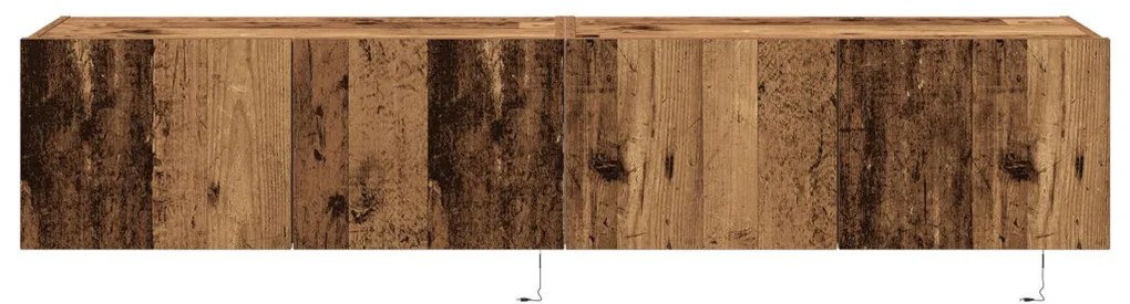 LED-es világítással ellátott TV faliszekrények 2 db Régi fa 80x35x31 cm