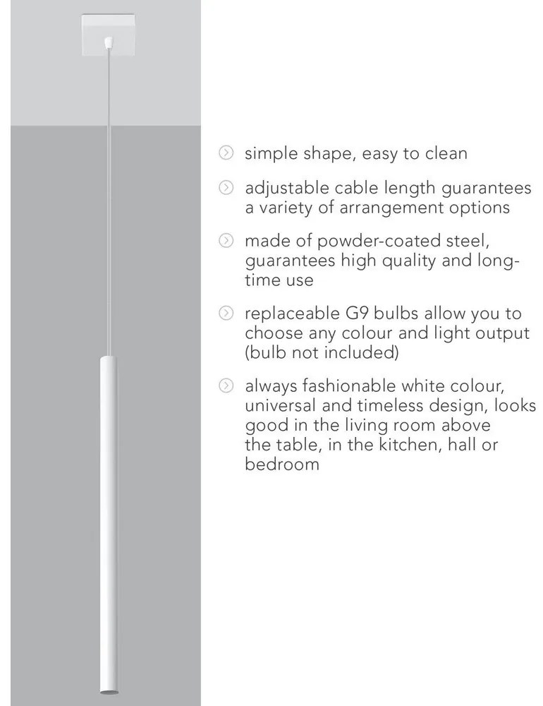 Fideus Single fehér függőlámpa - Sollux